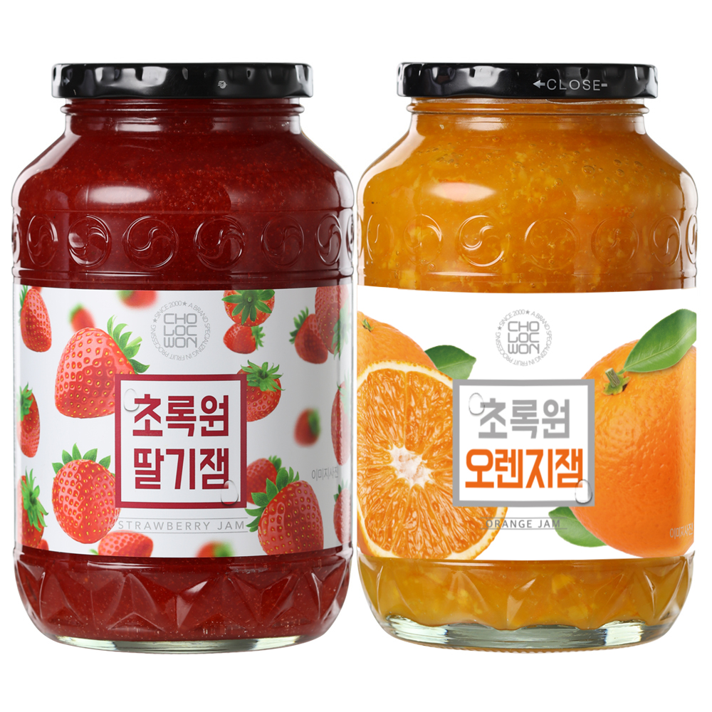 초록원 딸기잼, 1kg, 1개 + 오렌지잼, 1kg, 1개