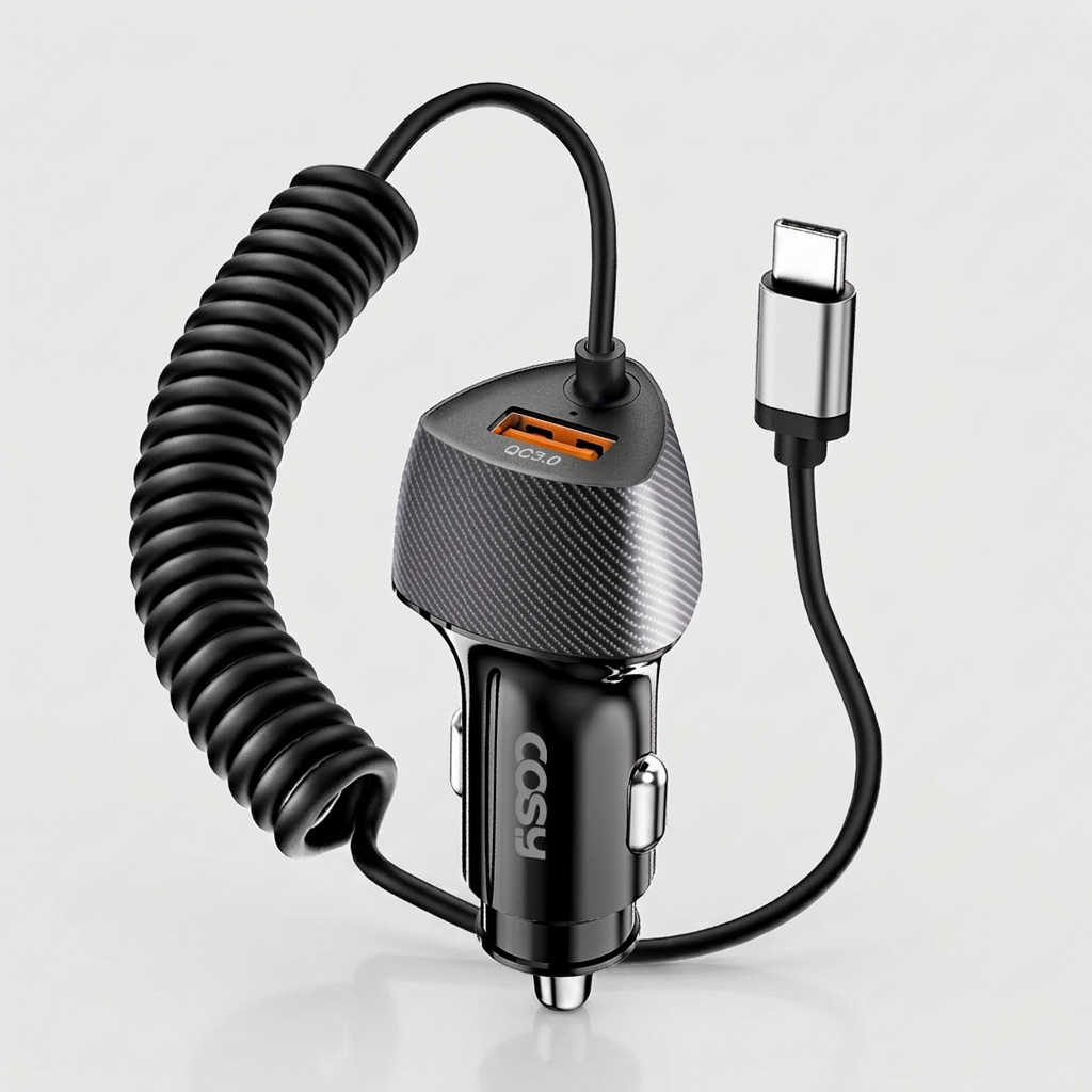 코시 마일 51W C타입 스프링 케이블 초고속 차량용 충전기 PD+QC3.0, CGR4140AT, 1개