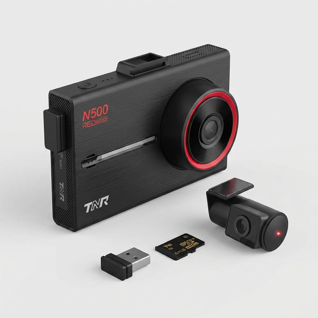 현대티앤알 2채널 FHD+FHD 고화질 블랙박스 N500, WiFi, 64GB, 본체+와이파이동글, 1개