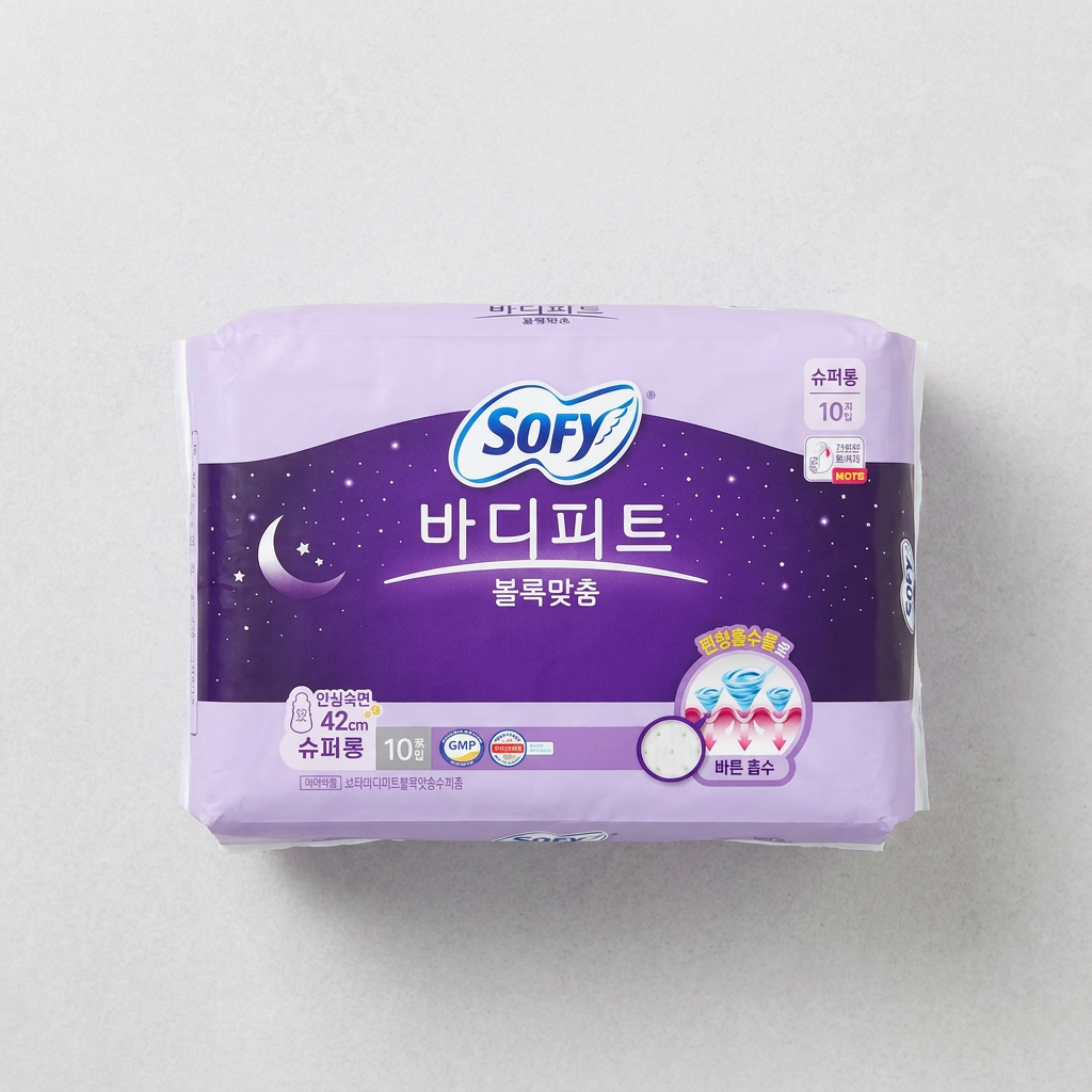 쏘피 바디피트 볼록맞춤 안심숙면 생리대 오버나이트, 420 슈퍼롱, 10매, 4팩