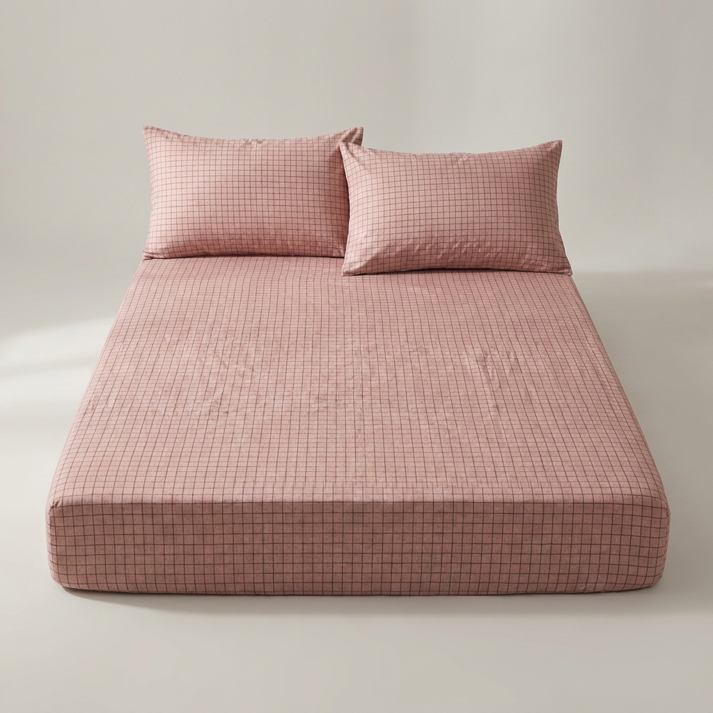 엔룸 체크 매트리스 커버, 180x200 킹 , 핑크체크, 1개