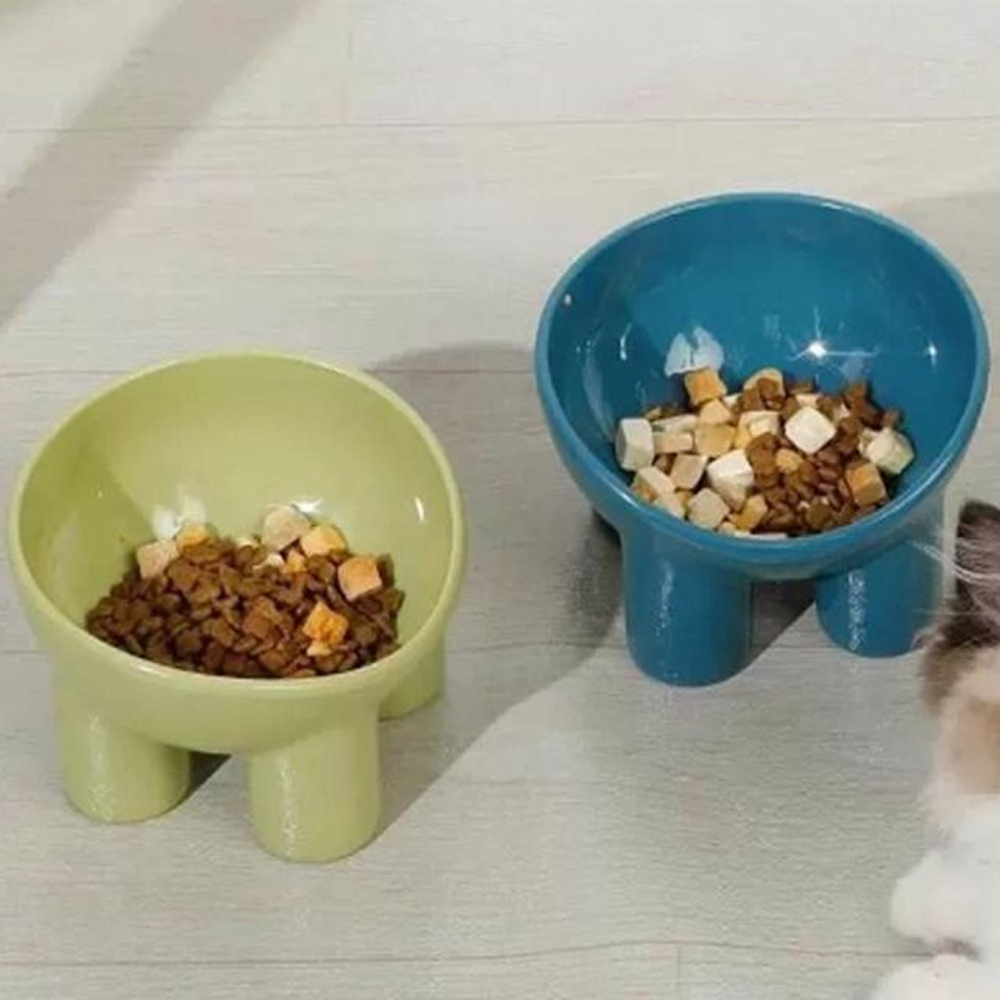 강아지 밥그릇 고양이 물그릇 애견 식기 사료 그릇 수반 1+1, 옐로우, 그린