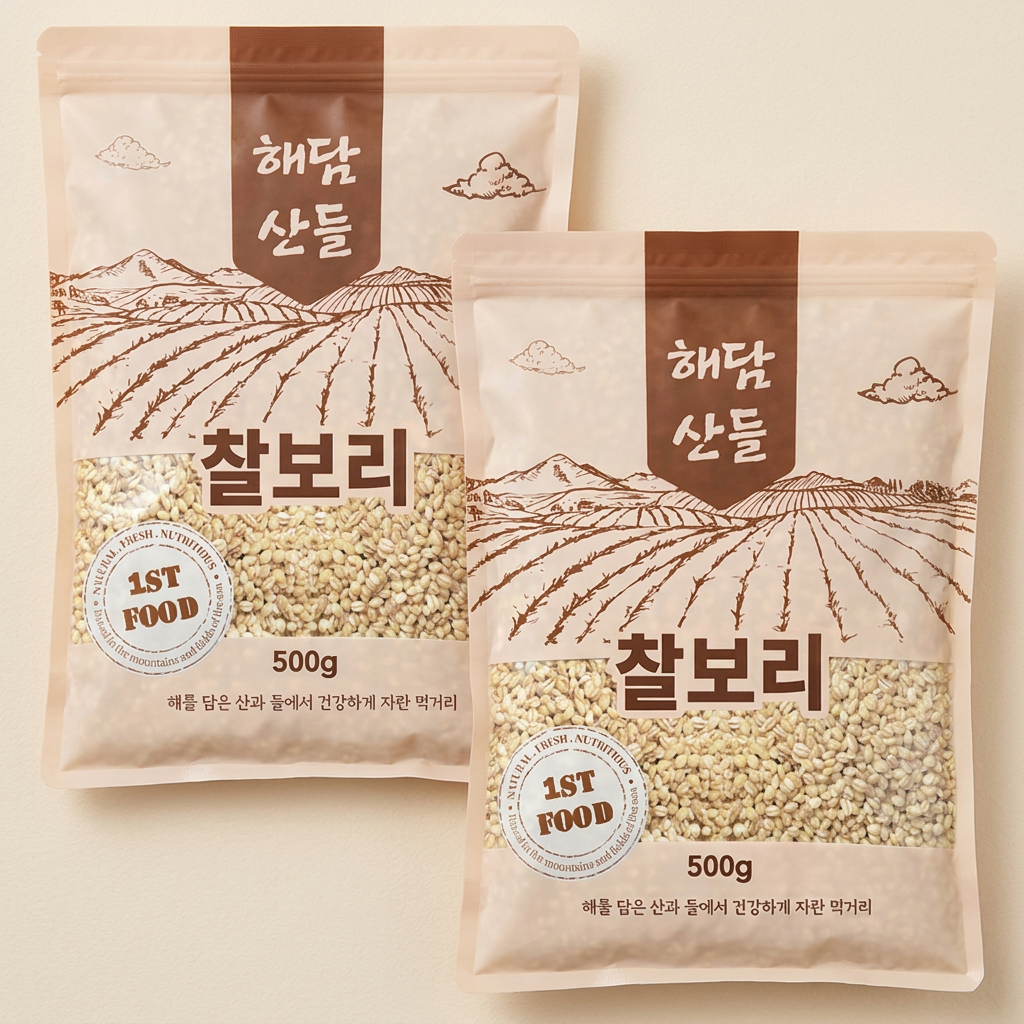 해담산들 국산 찰보리, 500g, 2봉