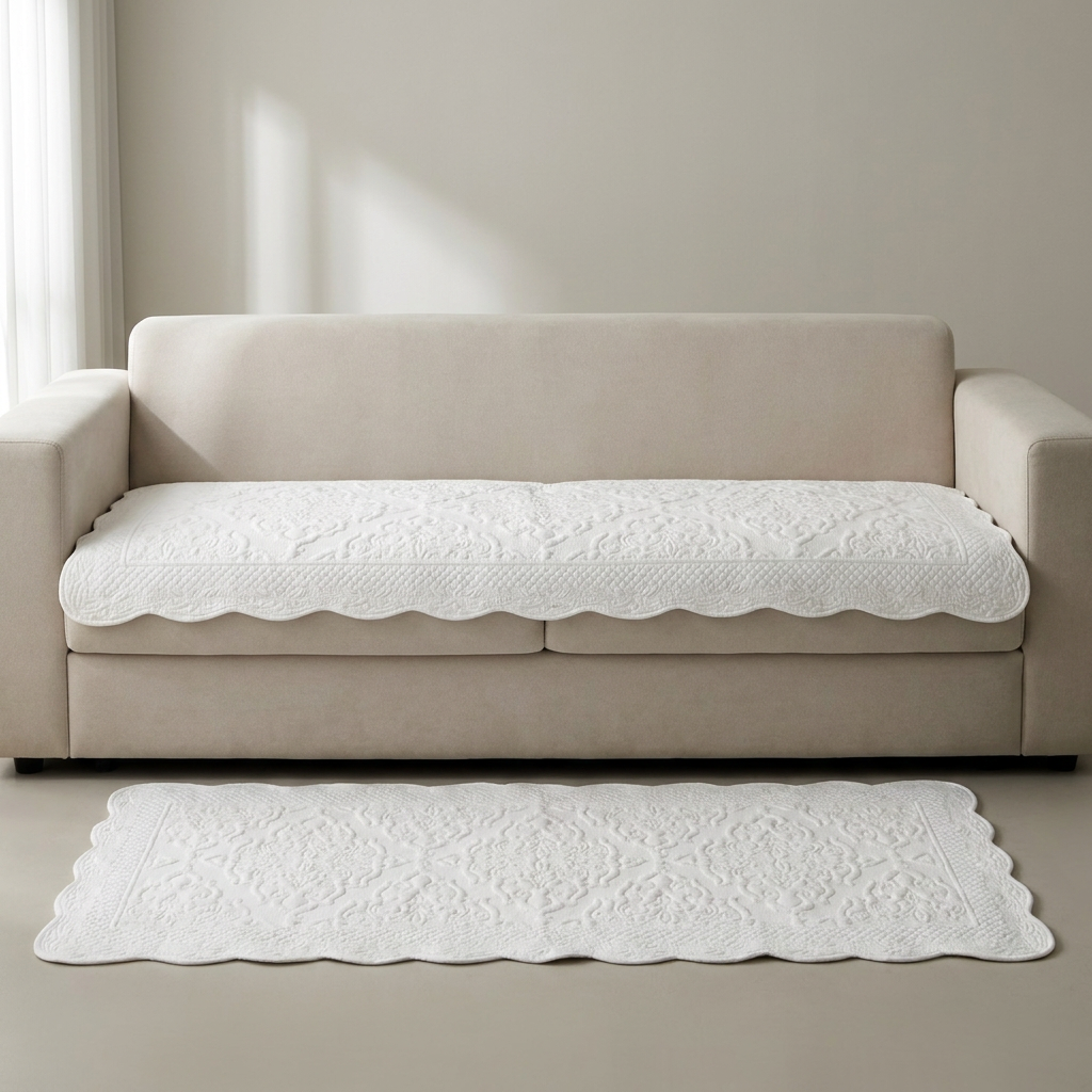 마우미오 로스티 순면 소파패드, 화이트, 3인용, 65*180cm, 1개