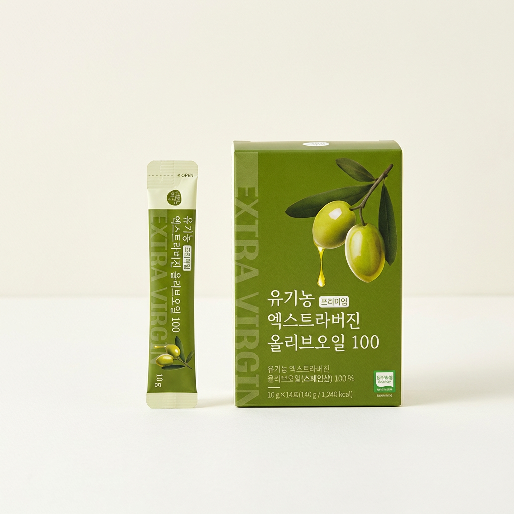 올바른 유기농 프리미엄 엑스트라버진 올리브오일 100, 10g, 14포, 6박스