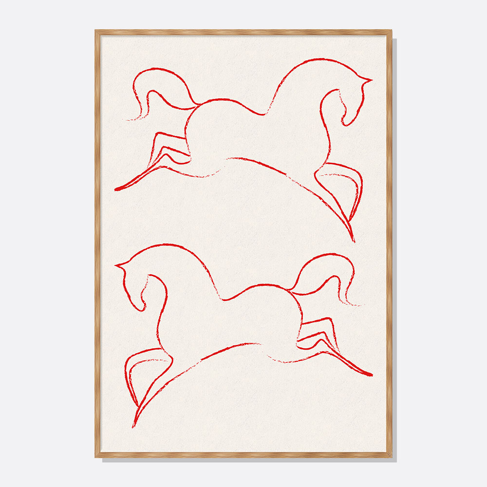 스웨리움 2026년 병오년 말띠 새해 풍수 그림 포스터 인테리어 액자 붉은말 Sharp Sketch, 5x7 미니포스터, 포스터 단품