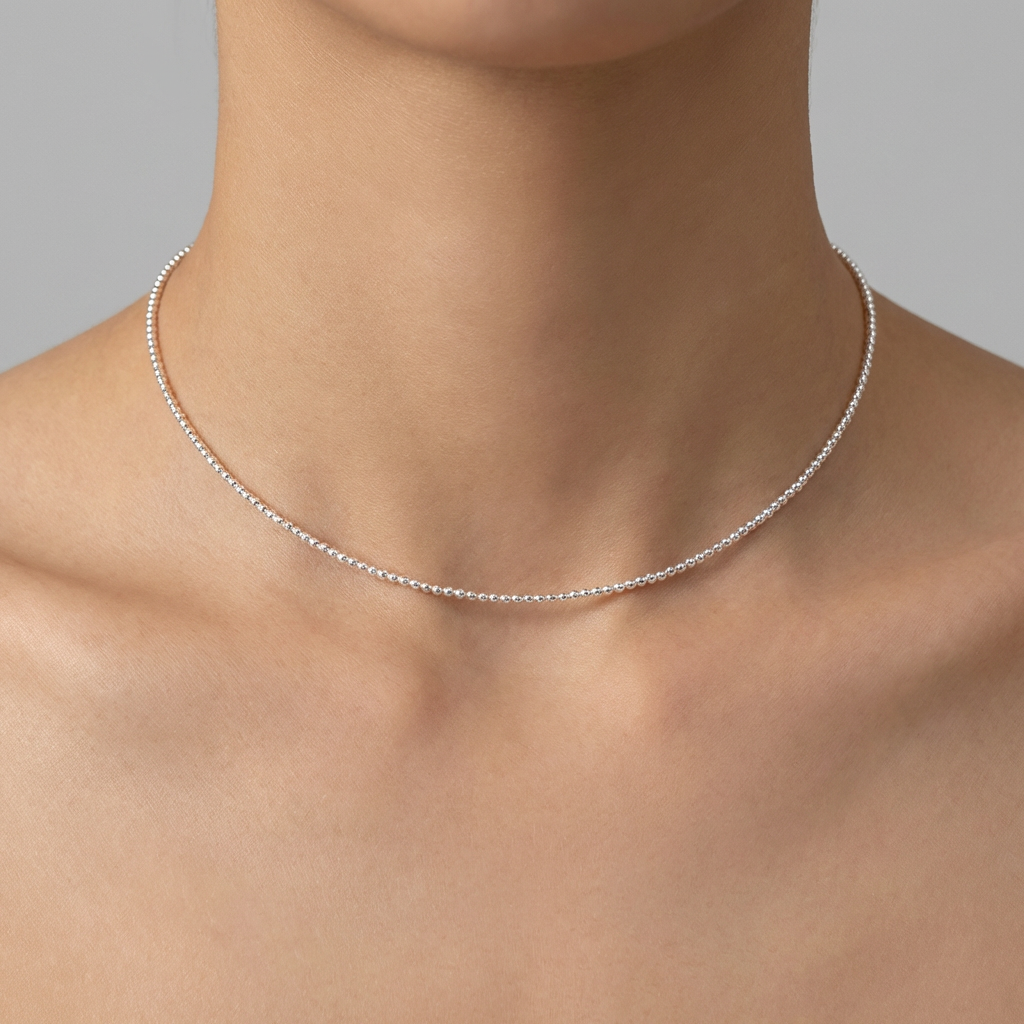 14KGP 스와로브스키 체인 초커 3mm 진주 목걸이, 화이트, 1개