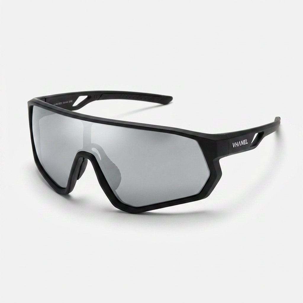 VHANEL 바넬 선글라스 VN7501CS 771S 스포츠 고글 편광 아시안핏 자외선차단 여자 남자, Black Silver Mirror, 167