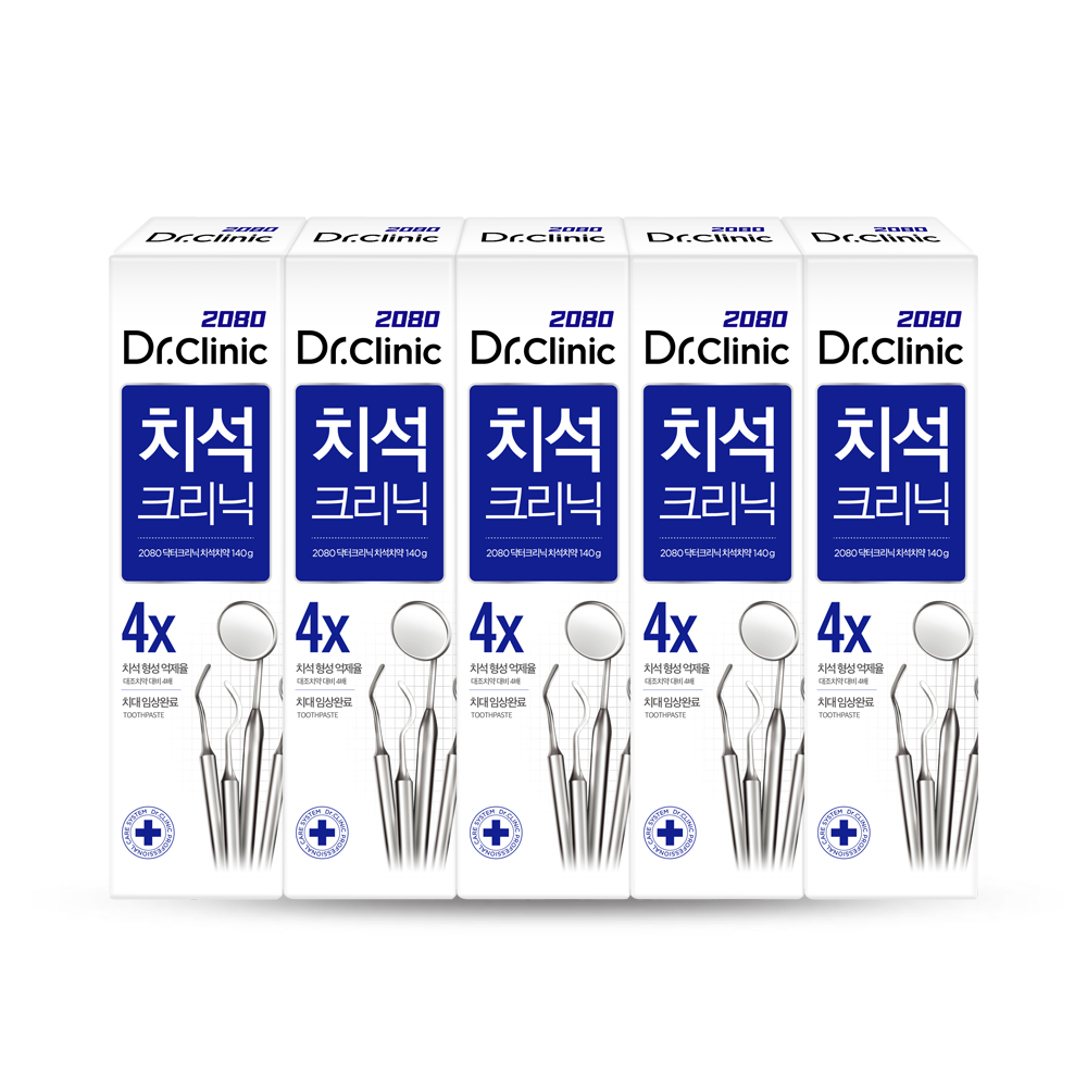 2080 닥터크리닉 치석크리닉 2.0, 140g, 5개