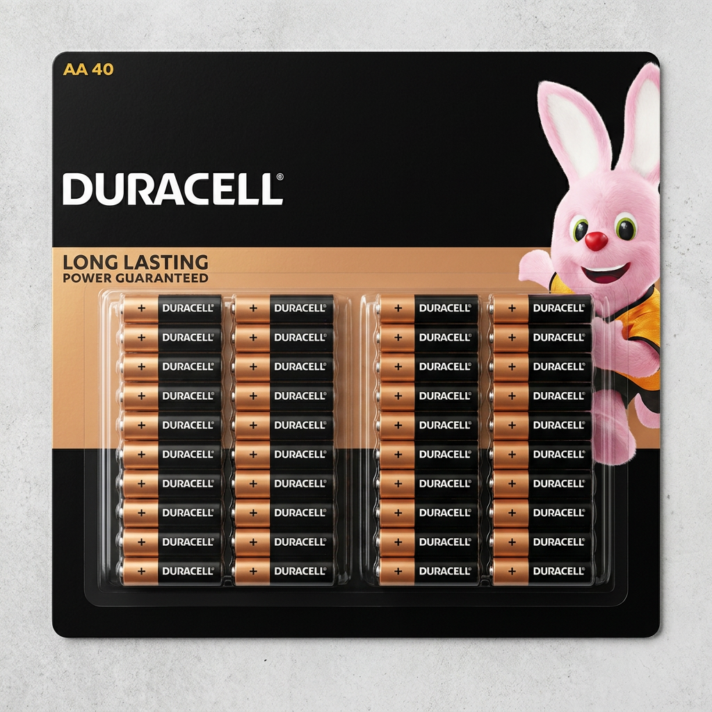 듀라셀 AA 알카라인 건전지, 1.5V, 40개, 1개