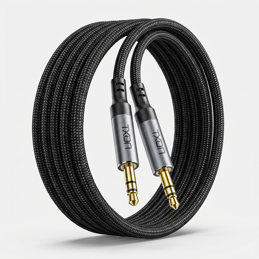 티엑스온 3.5mm AUX 3극 오디오 케이블, 그레이, 2m, 1개