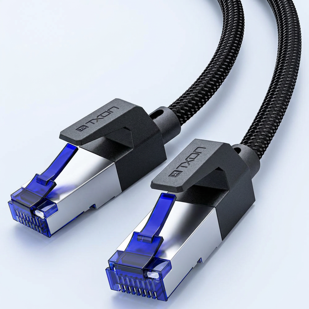 티엑스온 SFTP CAT7 10Gbps 초고속 인터넷 기가 랜선 랜케이블, 블루+블랙, 20m, 1개