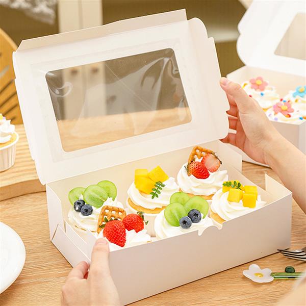 마음결 컵케이크포장 케이스 컵케익 머핀 상자 디저트 선물 박스, 화이트, 12구 , 1개