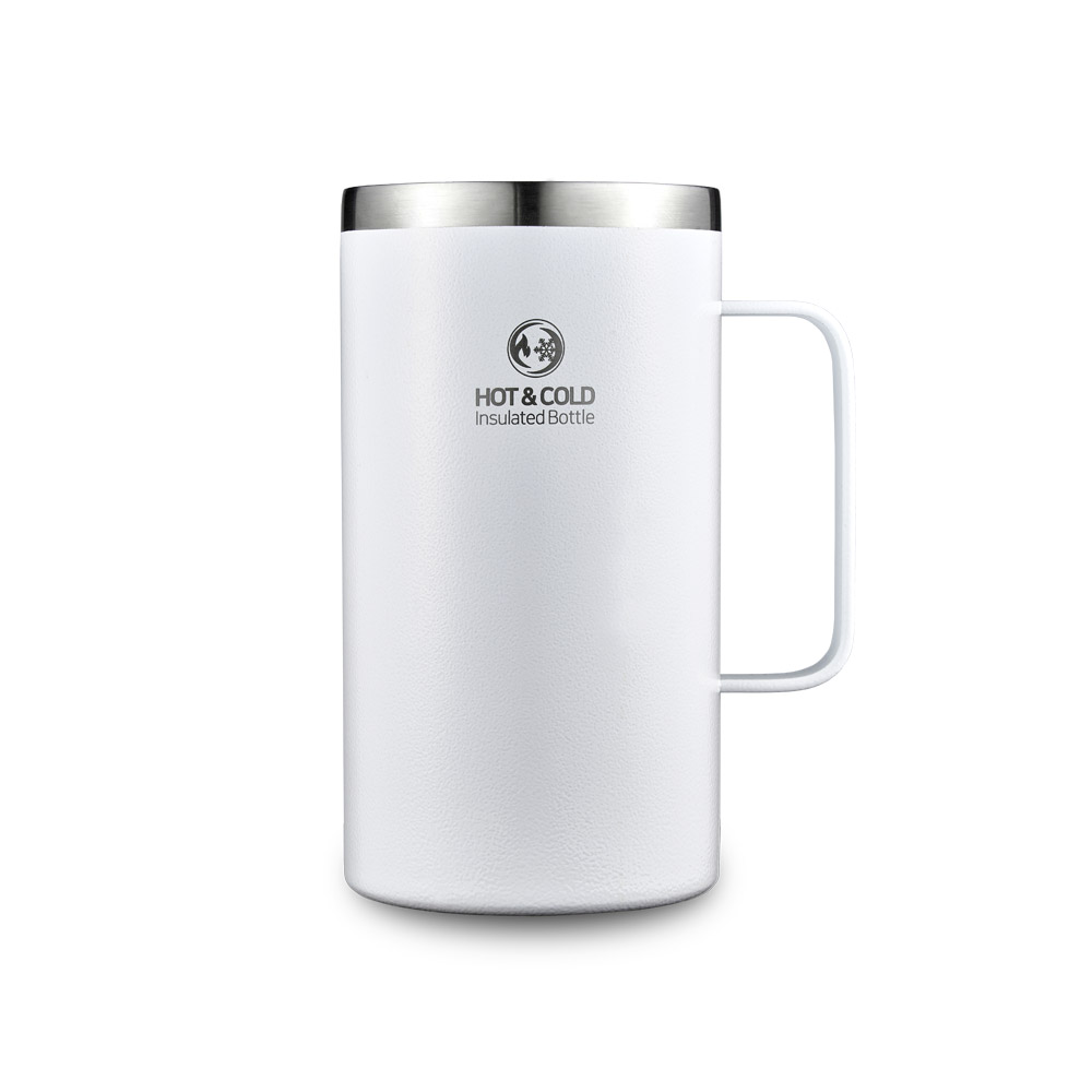 주식회사 리벤스 리벤스 스텐 보온보냉 손잡이 머그컵, 화이트, 670ml, 1개