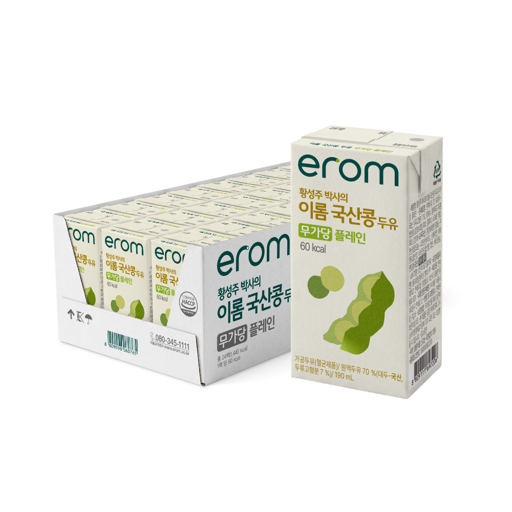 이롬 황성주 박사의 국산콩 두유 무가당, 190ml, 24팩