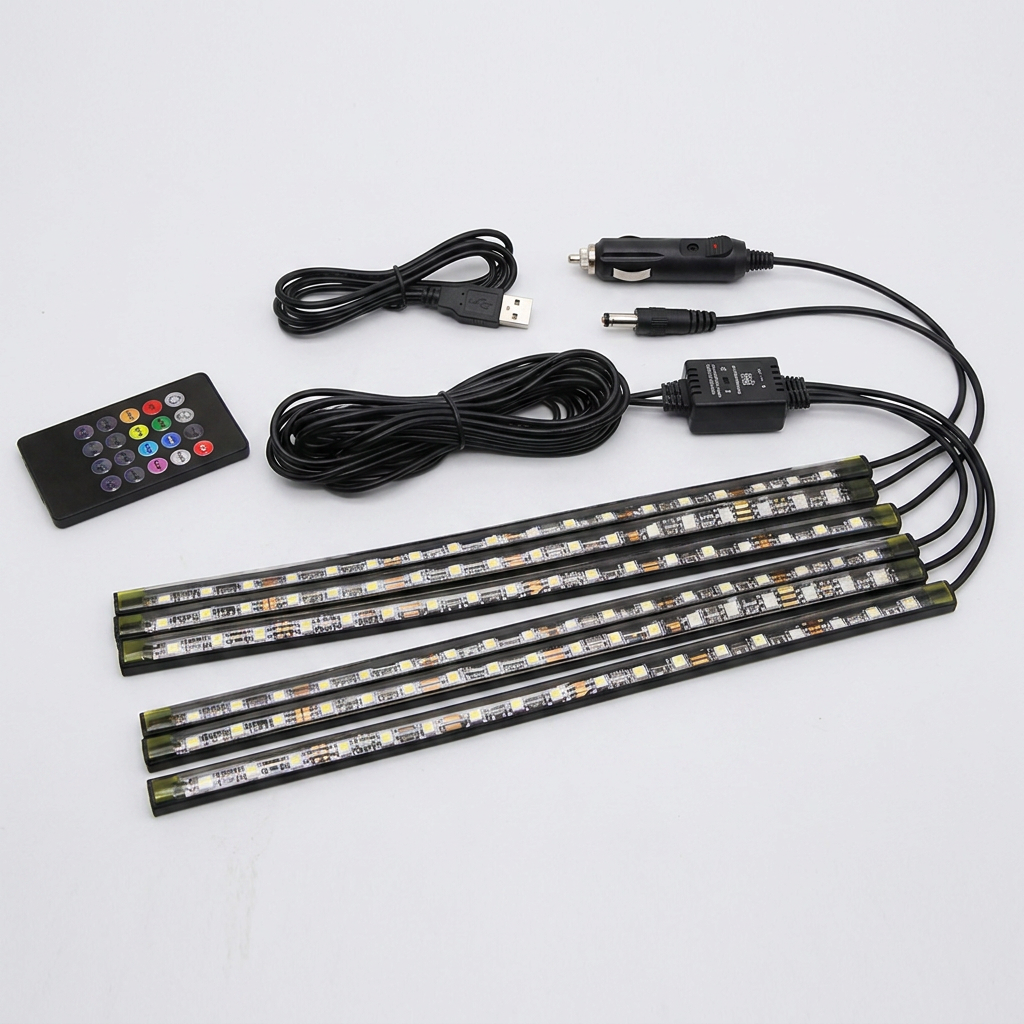 우리파파 자동차 풋등, 소리반응 RGB LED바, 시거잭, 12LED, 1개