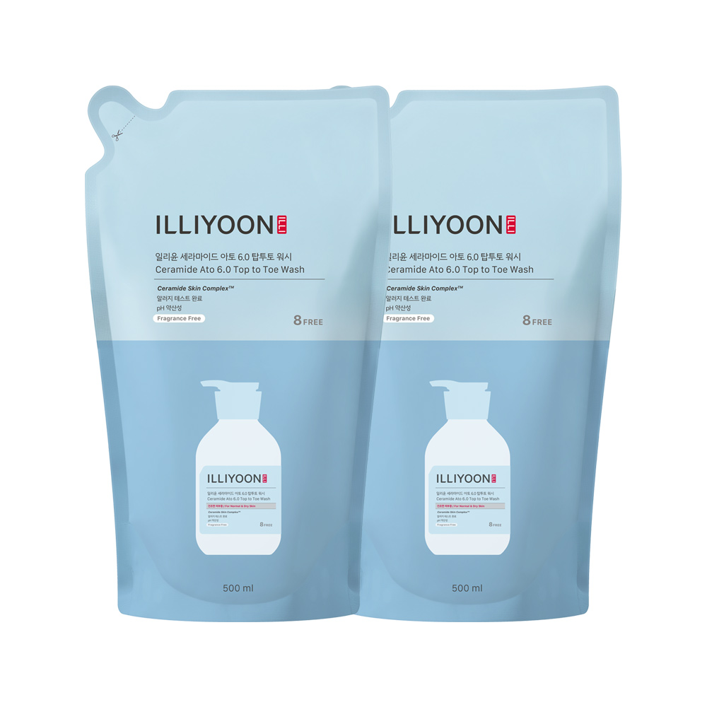 (주) 아모레퍼시픽 일리윤 세라마이드 아토6.0 탑투토워시 리필, 500ml, 2개
