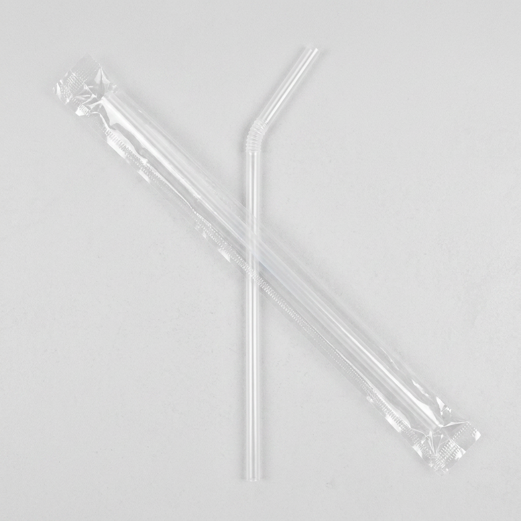 테이크아웃 자바라 스트로우 개별포장 빨대, 투명, 25cm, 500개입