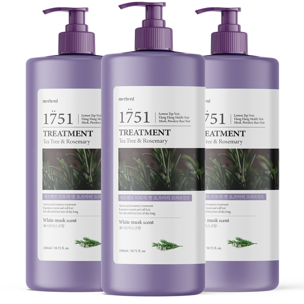 메르헨트 티트리 앤 로즈마리 대용량 트리트먼트, 화이트머스크향, 1.5L, 3개
