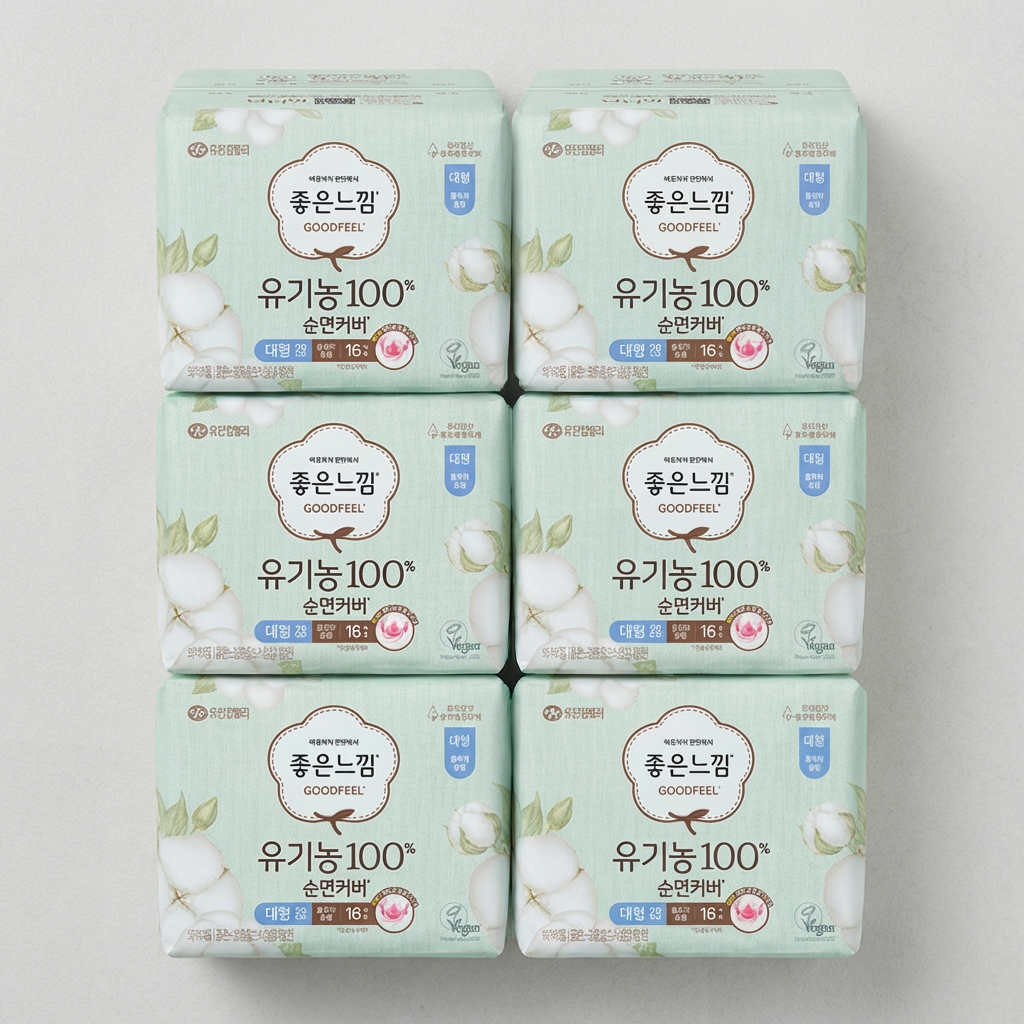 좋은느낌 유기농 순면커버, 대형, 16개입, 6팩