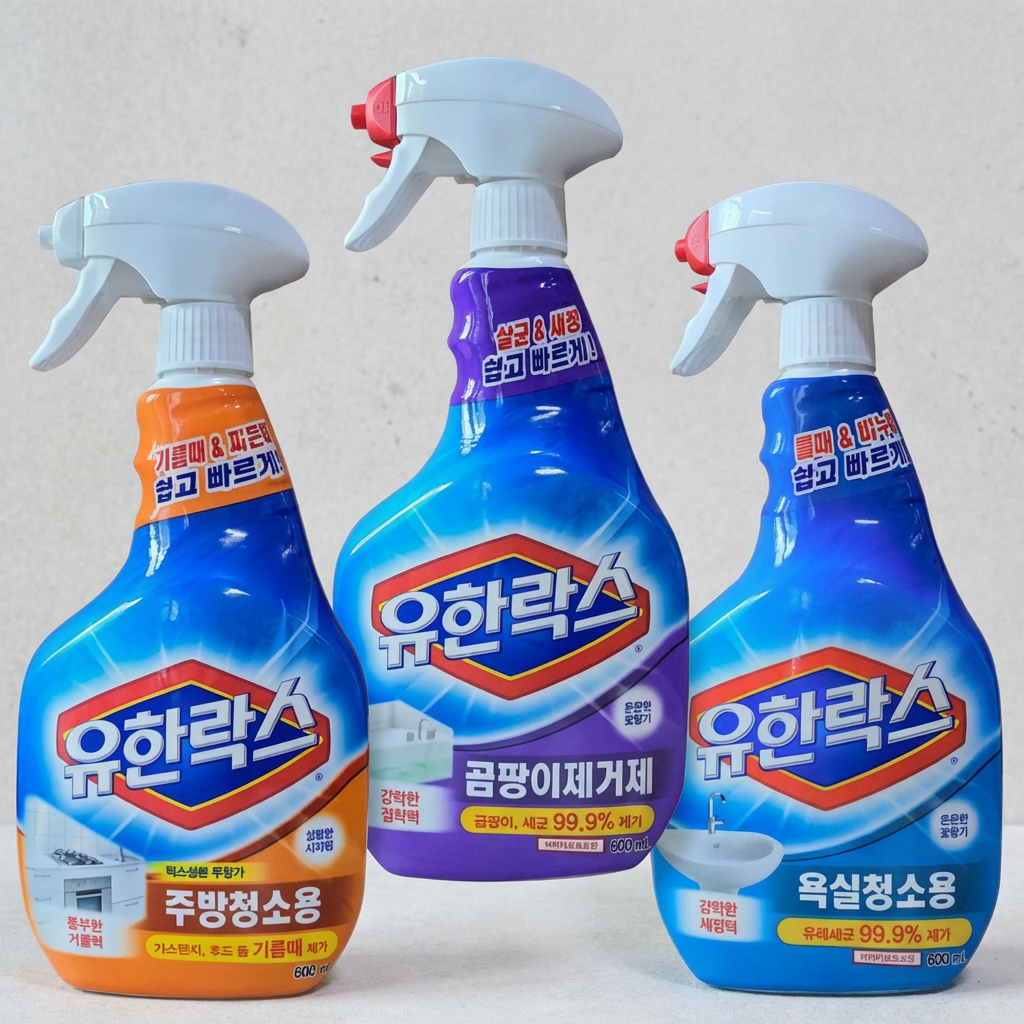 유한락스 곰팡이제거제 + 욕실청소용 + 주방청소용, 600ml, 3개