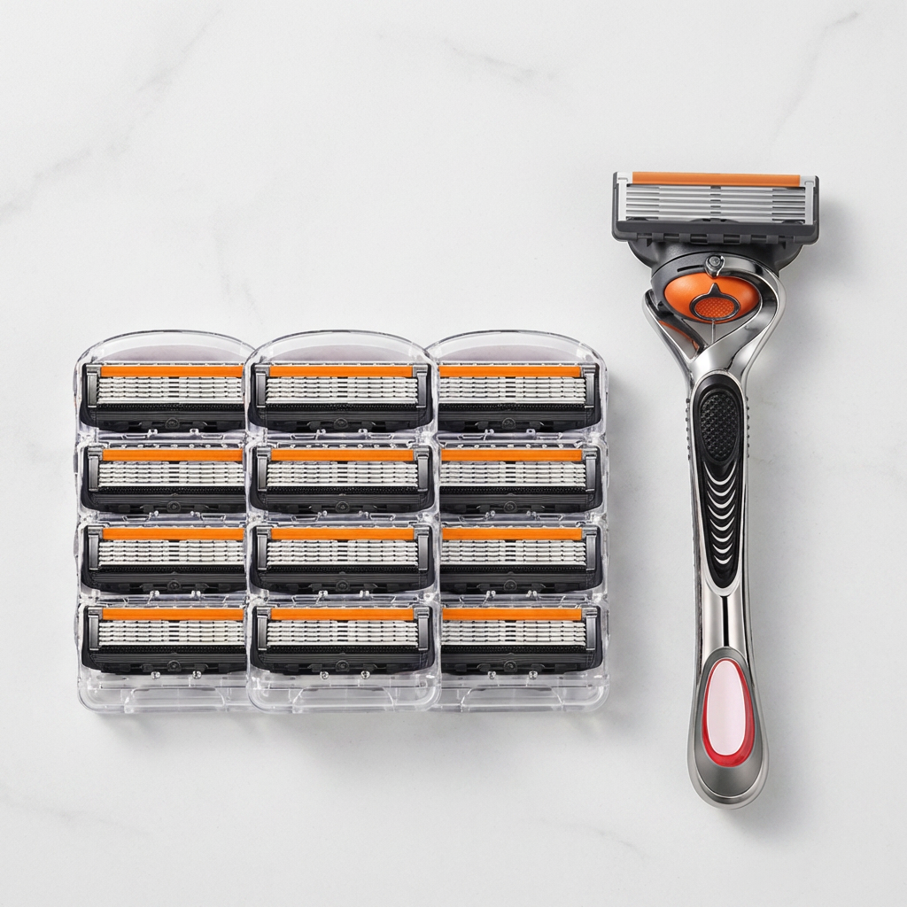 슈투스 질레트 호환용 신형 프로글라이드 퓨전 파워 5중 면도날, 12개 + 면도기, 1개