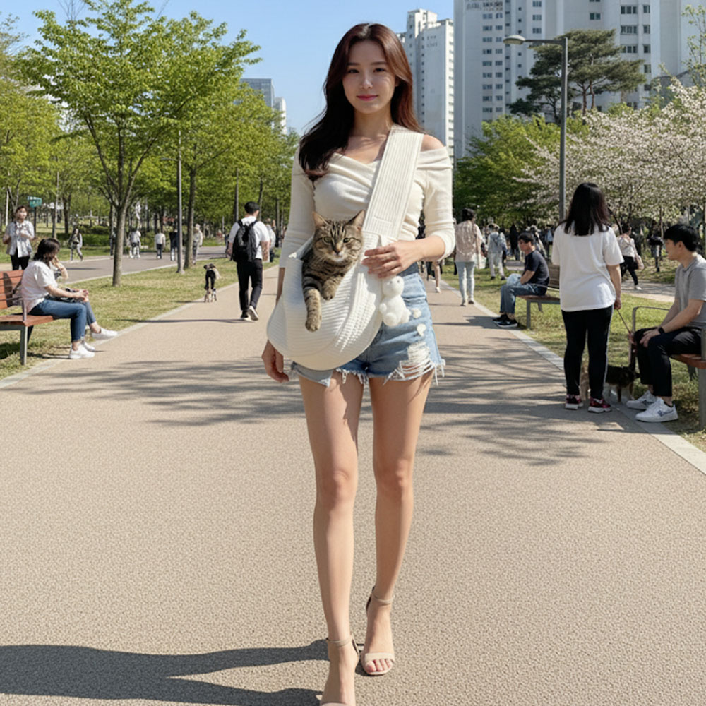 반려동물 슬링백 이동가방 LD-1318, 아이보리, XL, 1개